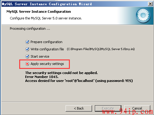重新安装mysql卡在最后一步apply security settings报错的解决方法