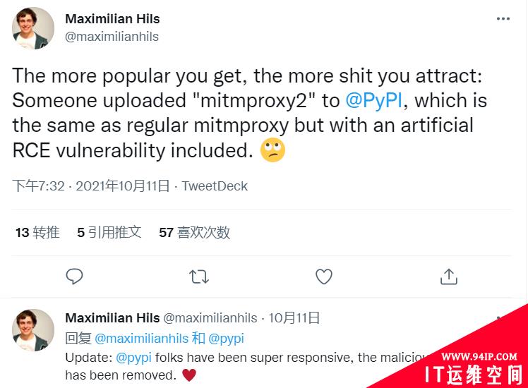 恶意mitmproxy2 Python包被移除