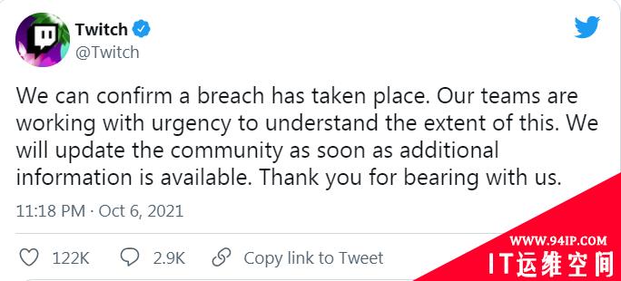 匿名用户在4chan泄露Twitch源码和用户敏感信息