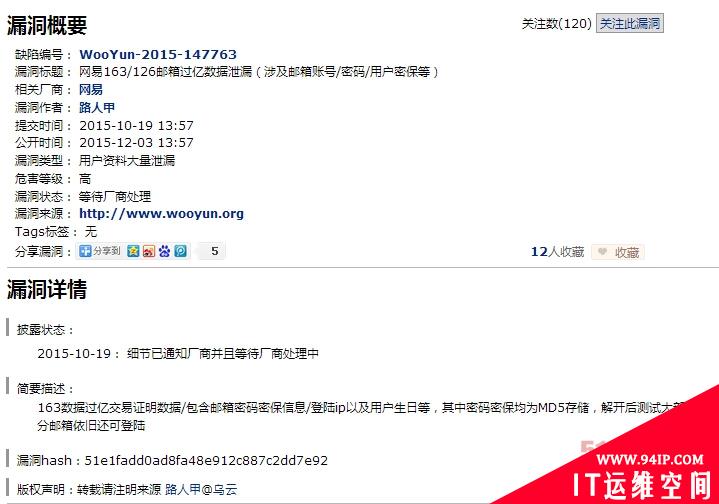 网易163/126邮箱过亿数据泄漏 似有用户已沦陷