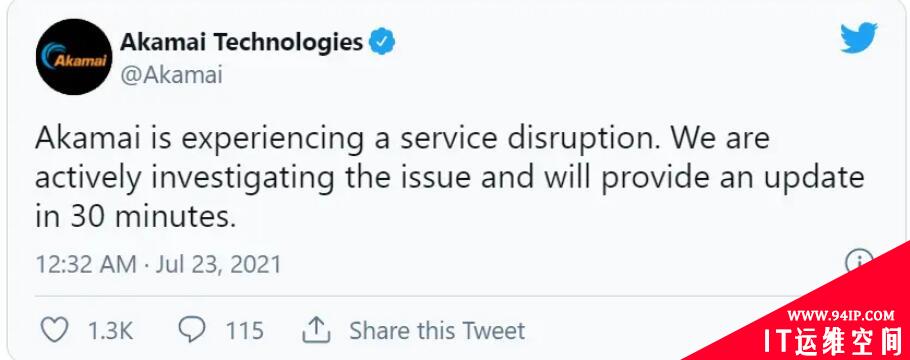 Akamai DNS 中断导致全球主要网站和在线服务瘫痪