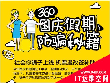 360手机卫士专家提醒：国庆假期谨防机票退改签骗局