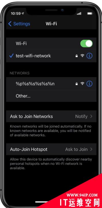 iPhone WiFi bug，连接特定WiFi即可破坏无线功能