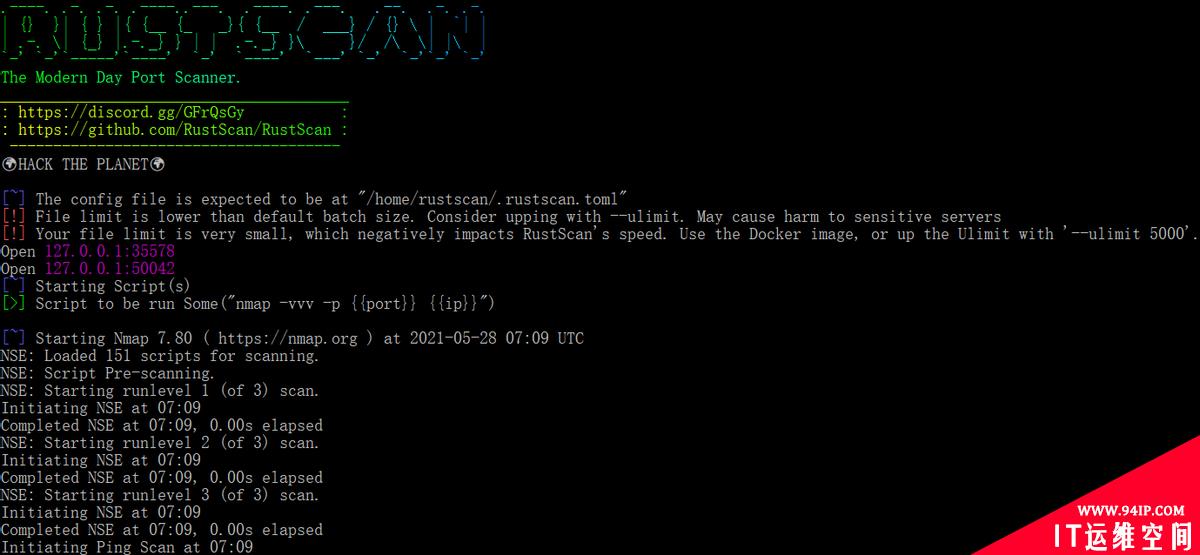 RustScan——Rust开发的高速端口扫描器