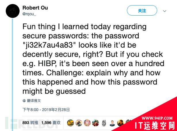 安全趣闻 | “ji32k7au4a83”竟然是一个典型弱密码
