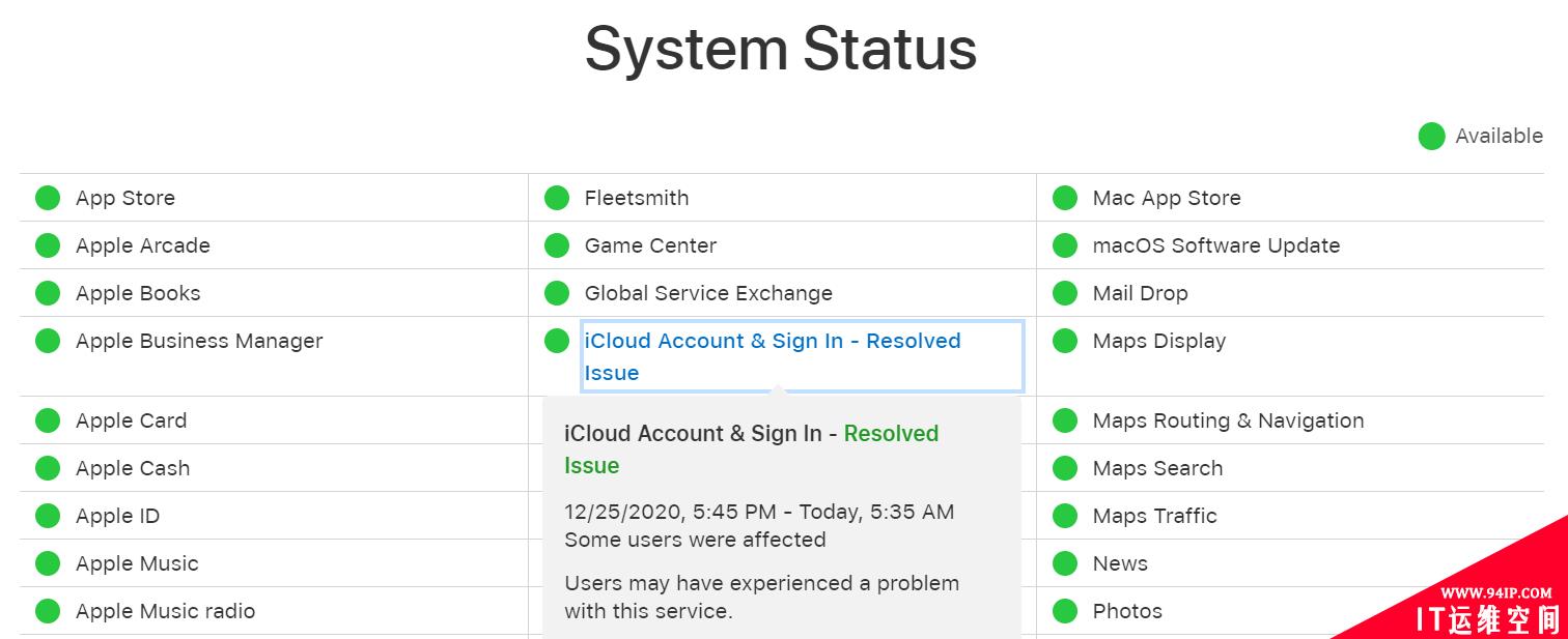 Apple iCloud服务中断超过24小时