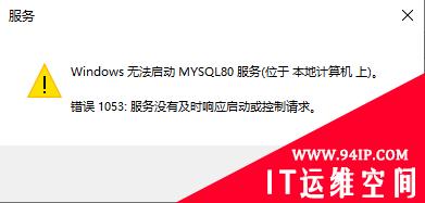 MySQL启动1053错误之解决方法 修改了下数据库文件 数据库就起不来了