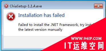 failed to install the .NET Framework