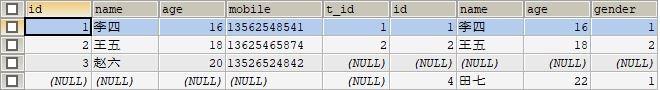 Mysql 的七种 join sql 编写